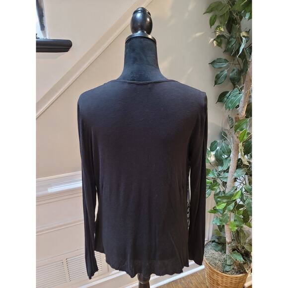 Dex Blouse Women’s Size M Black Gray Leopard Print V-Neck Long Sleeve Top - Picture 6 of 9